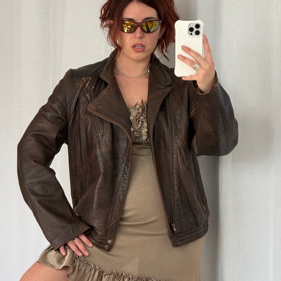 Vintage Jackets & Blazers - ✦ Vintage Faded Leather Moto Jacket ✦